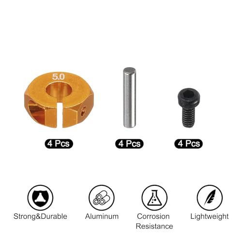 MECCANIXITY Aluminum 12mm Wheel Hex Hubs Drive Adapters Golden 5mm Thickness with Screws and Pins for RC Car Upgrade Replacement Parts 4Pcs - color: Golden, size: 5mm