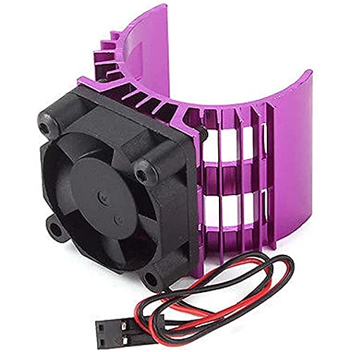 Purple Alloy RC Electric Motor Heat Sink Heatsink with 5V Cooling Fan for 18 110 RC Car Truck Buggy Crawler 540 550 3650 Size Brushless Engine Motor (AJF01001151Hp)
