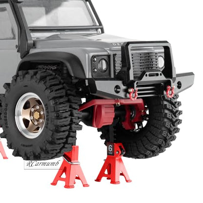 2-Pack RC Work Stand Bundle for 1/18 1/24 1/30 1/32 TRX4M K10 SCX24 FCX24 K5 AX24 SCX30 Ascent-32, 360° Rotating Display Stand & Height Adjustable Lift Table w/ 4 Pcs Jack Stands,Red w/Red - color: Red(1set)
