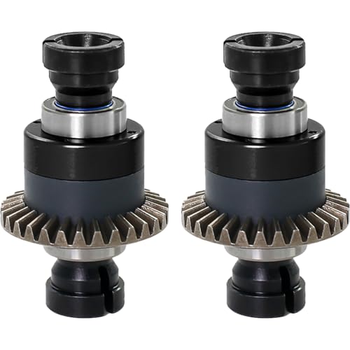 Assembled Differential 30T 0.8Mod for ARRMA 1/18 Granite GROM, Typhon GROM, 1/14 Mojave GROM, 1/12 Losi AWD RC Racecar, RC Front & Rear Universal Upgraded Metal Differential 2Pcs (Black/Black) - color: Black-black