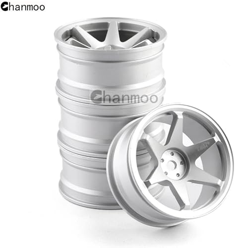 1/10 RC On Road Wheels Rims 12mm Hex Alloy Aluminum Drift Hubs for 1:10 Scale Rally Racing Car Tires Tamiya TT01 TT02 XV01 TA06 A959 PTG2 HPI KYOSHO HSP PTG2 Touring Street Tyres 4PCS (Blue) - color: Blue