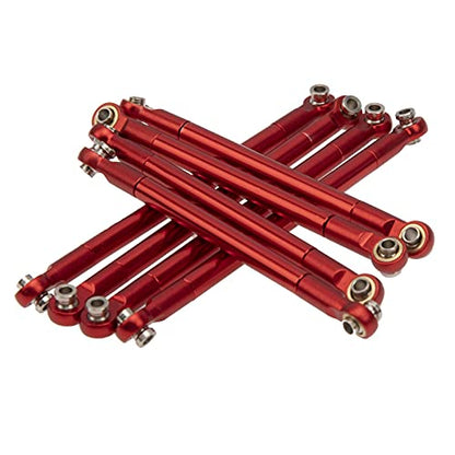 8PCS Metal Pull Rod Link Rod Linkage Compatible with MN Model MN86S MN86 MN86KS MN86K G500 1/12 RC Car (Red) - color: Red