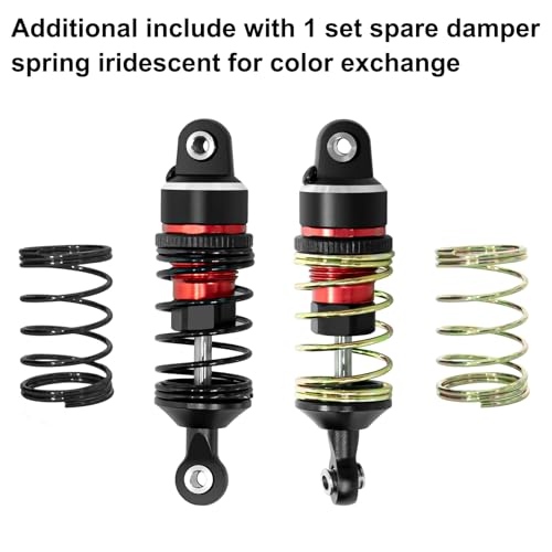 1/16 Aluminum RC Shock Absorber Front Rear Adjustable Springs Shock Damper | for Traxxas 1/16 Mini Slash BL-2S 4x4 Short Course Truck 108164-1, 4PCS, Red - color: Red