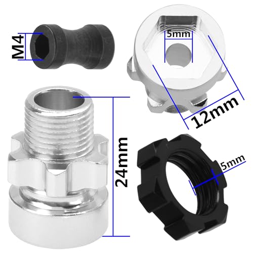 ShareGoo Metal 12mm to 17mm Wheel Hex Hub Adapter Compatible with Traxxas 1/10 Slash 2WD 4X4 Rustler Stampede 2WD 4X4 RC Car Upgrade Parts (Black) - color: Black
