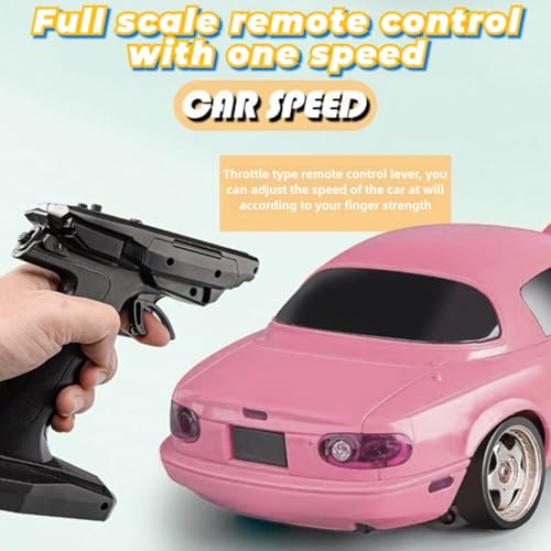 LD1804 RC Drift Car 1:18 Scale Mini MX-5 RWD 2.4GHz Miata RC Vehicles with Gyro and LED Lights for Adults Hobby Toys (Pink) - color: Pink