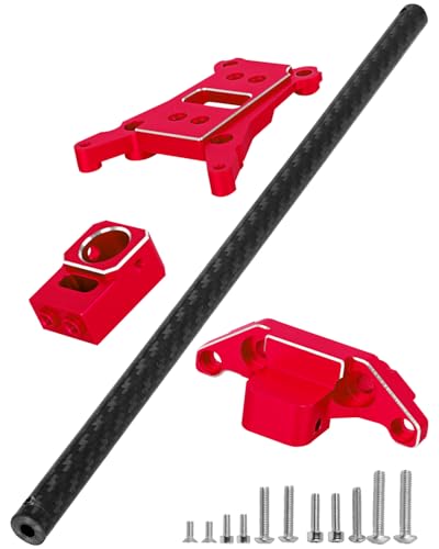 RC Chassis Brace Kit Upgrades Part for 1/10 Slash 4x4 LCG,Slash 4x4 LCG VXL,Rustler 4x4,Rustler 4x4 VXL,Alloy Aluminium w/Carbon Fibre Chassis Brace,Red - color: Red(1set)
