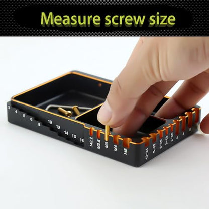 REDSPIDER High Strength Aluminum Alloy RC Screw Tray, Black and Gold, Used for RC Model Toy Repair, Spiral Tray nut Washer Storage Tool for RC car Ship Aircraft Models