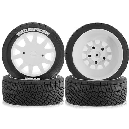 1/8 1/10 1/7 RC On Road Tires OD 3.94'' and Rally Racing Wheels 12mm 14mm 17mm Hex for 1:8 1:7 1:10 Street Touring Drift Car ARRMA Typhon 6S Losi Kyosho Tamiya TT02 HPI WR8 HSP 4PCS (Gray) - color: Gray
