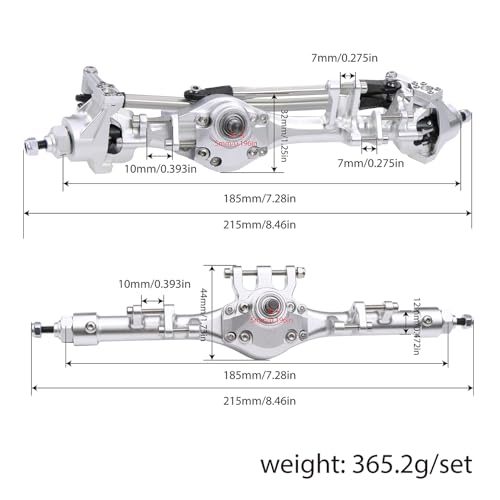 F10T Aluminum Front Rear Straight Axle Complete for 1/10 RC Crawler Axial SCX10 II Vanquish VS4-10 Phoenix F10T Upgrade Parts (Black Set) - color: Black Set