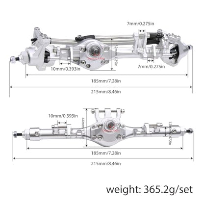 F10T Aluminum Front Rear Straight Axle Complete for 1/10 RC Crawler Axial SCX10 II Vanquish VS4-10 Phoenix F10T Upgrade Parts (Silver Set) - color: Silver Set