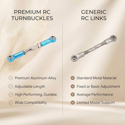 Tbest RC Push Rod, 6Pcs Adjustable Aluminum Alloy Tie Rod Turnbuckle, for RC Hobby Cars Planes Models