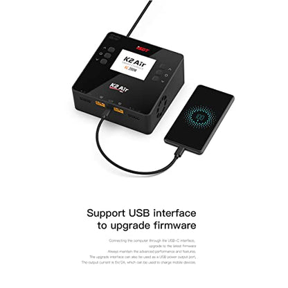 ISDT K2 AIR Lipo Battery Balance Charger Discharger,2-6S AC 200W DC 500Wx2 20A Dual Channel Smart Charger for Life Lilon LiHv NiMH,RC Battery Balance Charger Bluetooth APP Control, LCD Display