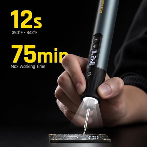 POPULO X4 FlashBolt Soldering Iron Kit, Cordless Precision Soldering Gun, 12s Fast Heating(390°F-840℉), 75min Working Time, 4 Precision Soldering Tips(C210), Soldering Iron for DIY Repair
