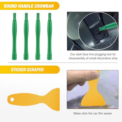 GOOACC 102Pcs Trim Removal Tool, Auto Push Pin Nylon Bumper Retainer Clip Set Fastener Terminal Remover Tool Round Handle Crowbar Kit Car/Radio Panel, Green - color: 102Pcs Clips+ Remover Green, size: Clips+Remover