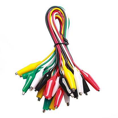 WG-026 10 Pieces and 5 Colors Test Lead Set & Alligator Clips,20.5 inches / 22 AWG Copper Wire. The Clips soldered and Stamped to the Wires. (1 Pack) - size: 1 PACK