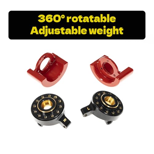 RampCrab Brass Steering Knuckles RC Counterweights for 1/24 RC Crawler Axial SCX24 AX24 Upgrades Parts, Black Coating, 70g - size: 70g