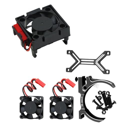 Upgrades for 1/10 Slash/Stampede/Bandit 2WD 4WD,Aluminum 3660 540 550 Motor Cooling Fan with 36-38mm Adjustable Mount & VXL-3s ESC Cooling Fan High Velocity Fan Heatsink Set,Black - color: Black/for Slash
