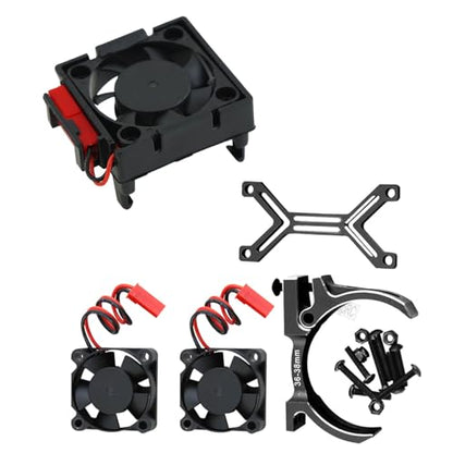 Upgrades for 1/10 Slash/Stampede/Bandit 2WD 4WD,Aluminum 3660 540 550 Motor Cooling Fan with 36-38mm Adjustable Mount & VXL-3s ESC Cooling Fan High Velocity Fan Heatsink Set,Black - color: Black/for Slash