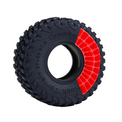 DJX 4PCS 1.0 Inch Tire Inserts Silicone Rubber Insert Foam Waterproof for 56-58mm*22-24mm 1.0'' Tire (Red) - color: Red