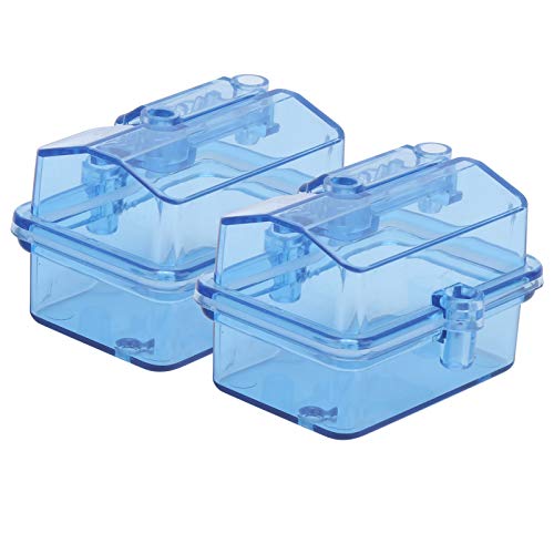 2Sets RC Receiver Box, Radio Receiver Protector Splash Proof Receiving Box with Seal Ring Screws for RC Car Boat Truck Transmitter Transparent Blue, 53x38x34mm