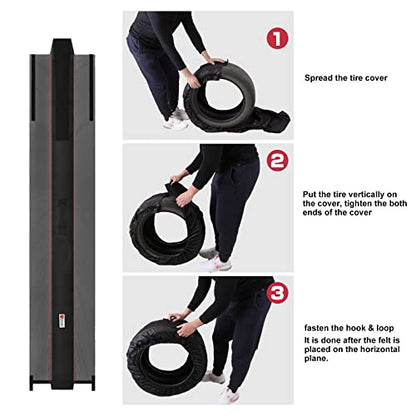 Seasonal Tire Totes, Spare Tire Cover, Portable Winter Wheel, Handle for Easy Transportation, Fits Tires Tire Diameters 21” to 31.5”, Set of 4 Bags Gray