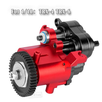 Aluminum Transmission Gearbox with Internal Gears Upgrades Part for 1/10 TRX-4 TRX-6 RC Crawler,Alloy 2 Speed Transmission Gearbox,Red - color: Black & Red - (Alloy Transmission)