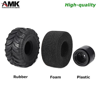 69 * 33mm Mud 1.0 Crawler Tires with 7mm Hex Hub Beadlock Wheel Rims for Monster Truck 1/24 RC Car Axial SCX24 AX24 FCX24 1/18 Scale TRX4M Upgrades