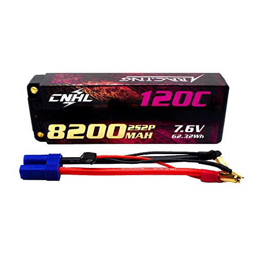 CNHL 8200mAh 2S lipo Battery 7.6V LiHV 120C 5.0mm Bullet to EC5 Hard Case | Explosive punch off the line with instant throttle response for no-prep drag racing, 1/8 and 1/10 RC platforms.
