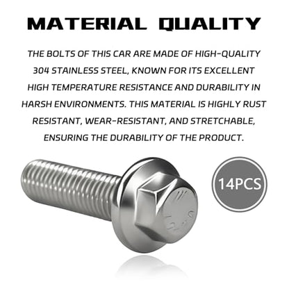 Differential Valve Cover Bolts M8 1.25 x 20mm 14PCS Rear Differential Valve Cover Bolts Stainless Steel Toothed Flanged Metric Hex Bolt Screws Replacement Parts Kit Suitable for Most Cars