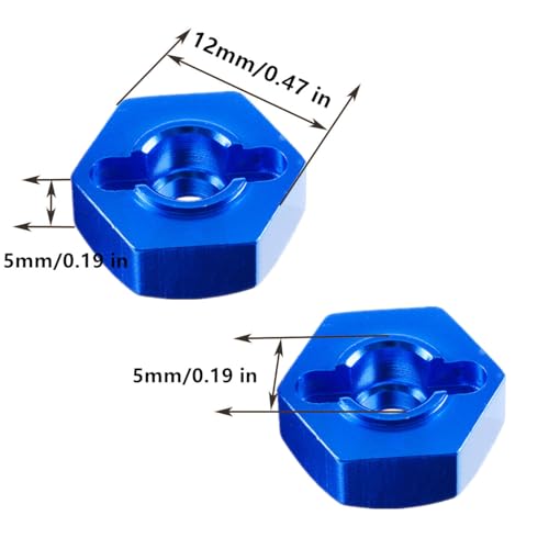 8pcs/Set Aluminum 12mm Wheel Hex Hubs Drive Adapter 5mm Thickness with 2x10mm pins for Redcat Axial HSP WLtoys Himoto Truck Model Car Upgrade Parts(Navy Blue) - color: Navy Blue