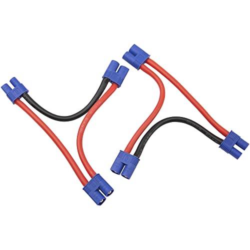 2Pcs HIRCQOO RC Car Serial Series Cable Adapter Compatible with XT90 Large Tamiya Traxxas EC5 XT60 EC3 T Plug for RC Truck Boat Lipo Battery ESC (EC3 Plug) - style: EC3 Plug