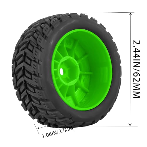 RC Wheels for 1/14 Mini Mojave GROM RC Car,RC Tires Beadlock Wheels Hub Rim Tires Wheels and Plastic Wheel hub Green(4PCS) - color: Green/for Mini Mojave Grom