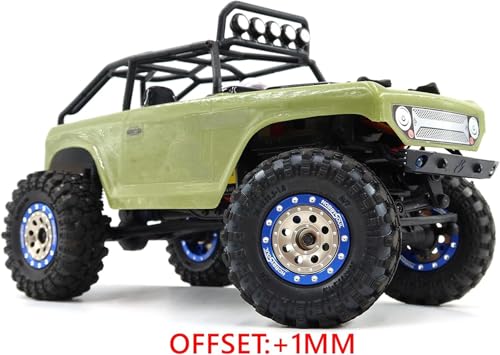 Heavy 1.0 Beadlock Wheels Weight 21g/Rim, Adjustable Offset RC 1.0 Wheels for 1/18 Traxxas TRX4M & 1/24 Axial SCX24 90081 Crawler, (4-Pack) - color: Blue & Champagne