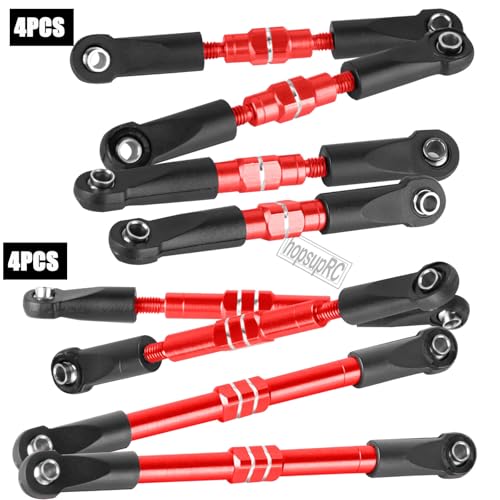RC Adjustable Turnbuckles Links Upgrades Part for 1/16 Mini Slash 70054-1 RC Car.Front & Rear Aluminium Adjustable Turnbuckles Camber Toe Link Hops Up.Red - color: Red(for 1/16)