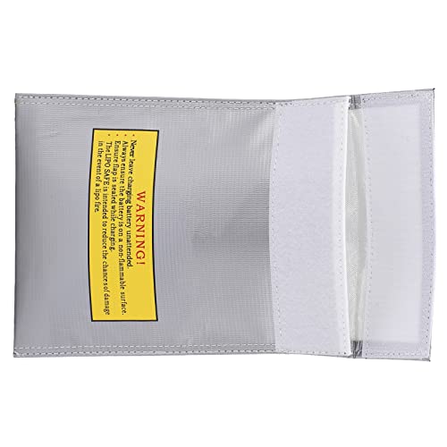 Fireproof Lipo Battery Bag, Flame Retardant Storage Pouch, Charging Container with Radiation Heat Resistant, Ideal for Various Aircraft Batteries, 18x23cm (Silver) - size: Silver