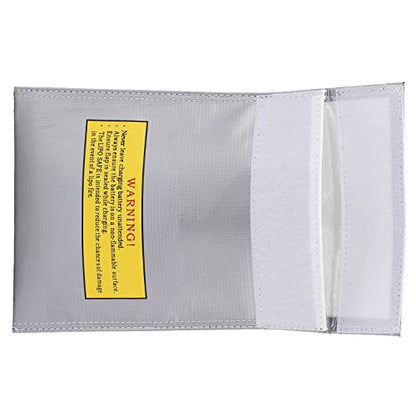 Fireproof Lipo Battery Bag, Flame Retardant Storage Pouch, Charging Container with Radiation Heat Resistant, Ideal for Various Aircraft Batteries, 18x23cm (Silver) - size: Silver