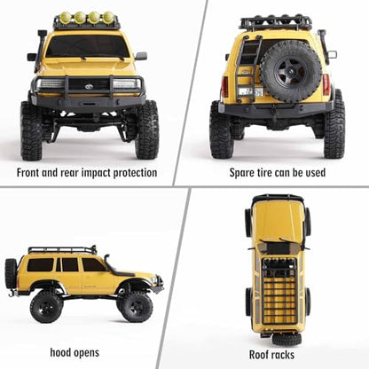 FCX18S FMS RC Crawler Toyota Cruiser 1/18 LC80 S Offroad Trucks 4X4 RC Rock Crawler with LED Lights for Adults (Yellow) - color: Yellow