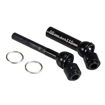 2Pcs RC Drive Shaft Steel Driveshaft Front Rear Center Drive Shaft Dogbone Compatible with 1/10 RC Crawler Car Axial SCX10 III AXI03006 Replacement (88-115mm & 133-163mm, Black)