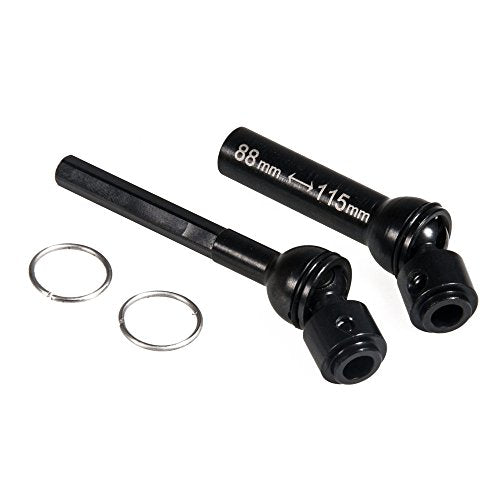 2Pcs RC Drive Shaft Hard Steel Driveshaft Front Rear Center Drive Shaft Dogbone Compatible with 1/10 Tra-xxas TRX4 Bronco Defender RC Crawler Car Upgrades (88-115mm & 110-140mm, Black)