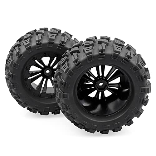 Aimrock 4pcs Pre-Glued 12mm Hex 2.8'' RC Wheels and Tires OD 5'' with Wrench for 1/10 Traxxas Hoss Stampede Rustler HSP Redcat Volcano RC Monster Truck Tires Wheels Off-Road RC Car