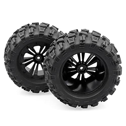 Aimrock 4pcs Pre-Glued 12mm Hex 2.8'' RC Wheels and Tires OD 5'' with Wrench for 1/10 Traxxas Hoss Stampede Rustler HSP Redcat Volcano RC Monster Truck Tires Wheels Off-Road RC Car