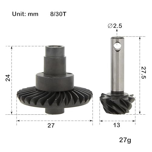 MEUS RACING Reverse Diff Gears 8T-30T for Axial SCX10 II SCX10 III SCX10 PRO, AR44 AR45 Axle, 1/10 RC Crawler Upgrades Parts (8T-30T(Reverse))