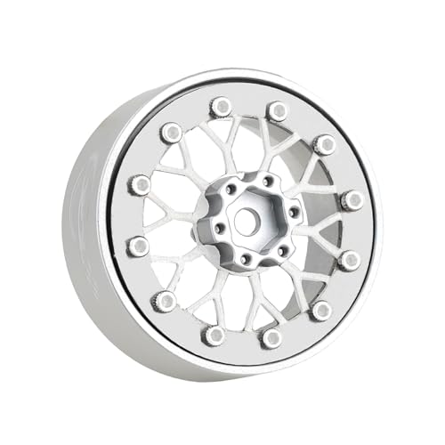 4PCS Grade 5 Titanium Wheel Face Aluminum 1.3 Inch Wheels Hubs for 1/24 Axial SCX24 FCX24 1/18 TRX4M Redcat Ascent-18 Upgrade Parts - color: Silver