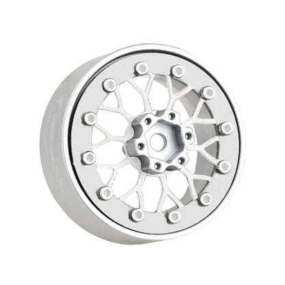 4PCS Grade 5 Titanium Wheel Face Aluminum 1.3 Inch Wheels Hubs for 1/24 Axial SCX24 FCX24 1/18 TRX4M Redcat Ascent-18 Upgrade Parts - color: Silver
