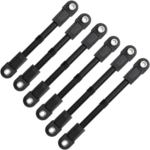 6Pcs Adjustable Aluminum Turnbuckles Camber Links Set for Traxxas Slash 4X4 2WD / Rustler/Stampede/Hoss/Bandit 1/10 RC Short Course Trucks Replacement Upgrade Accessories (Black) - color: Black