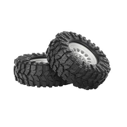 4PCS 1.3" Aluminum Alloy Beadlock Wheel Rims All-Terrain Tyre 70mm Rubber Tires Set with 5mm & 7mm Hex for 1/12 1/14 1/18 1/24 RC Rock Crawler Car Upgrade Parts (A-Silver) - color: A-silver