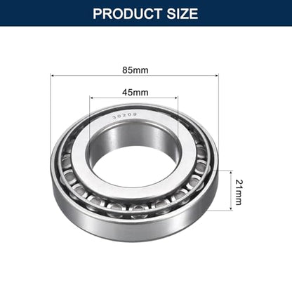 2 Pack 30209 Tapered Roller Bearing Cone and Cup Set | 45mm Bore 85mm OD 21mm Cup Width, Chrome Steel Wheel Bearings, ABEC-3 - size: 30209
