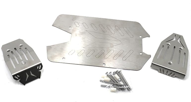 Steel Chassis Armor Front Rear Protector Skid Plate for Arrma 1/10 Vorteks 4x4 3S Blx 4WD Big Rock RC Car Upgrade Parts(Silver