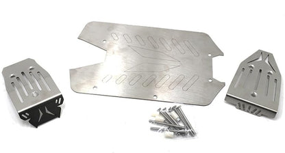 Steel Chassis Armor Front Rear Protector Skid Plate for Arrma 1/10 Vorteks 4x4 3S Blx 4WD Big Rock RC Car Upgrade Parts(Silver