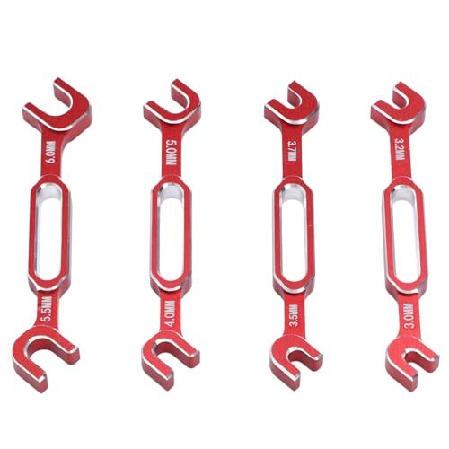HUIOP Aluminum Alloy RC Turnbuckle Rod Wrench Kit, 4PCS, 3.0-6.0mm Universal Tool Set for RC Repair, Ball Joint Remover with Precision Engineering Material